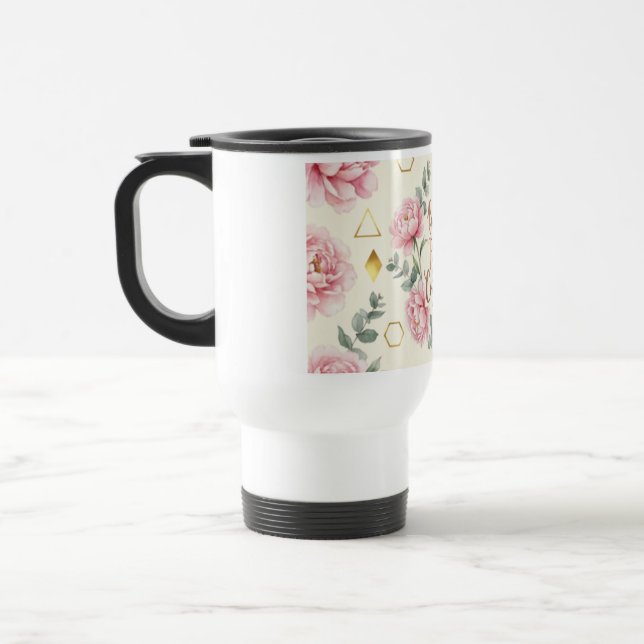 But First Coffee Mug | Floral Rose Gold Coffee Cup (Left)