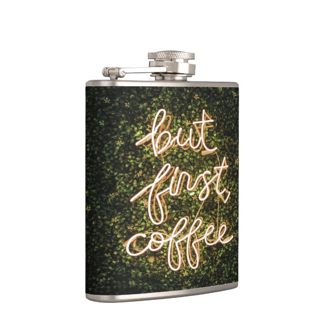 But First Coffee, Neon Lights Quote Saying Flask (Right)