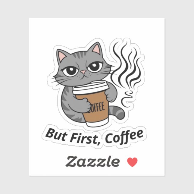 But First, Coffee - Personalized Cat Lover's  Sticker (Sheet)