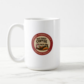 But First Coffee Vintage Cafe Sticker Mug