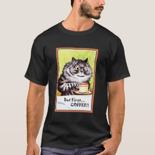 "But First Coffee" Vintage Louis Wain Cat T-Shirt