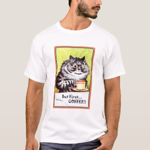 "But First Coffee" Vintage Louis Wain Cat T-Shirt