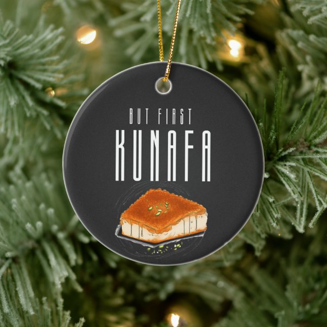 But First Knafeh Kunafa Kunafeh AI Generated كنافة Ceramic Ornament (Tree)