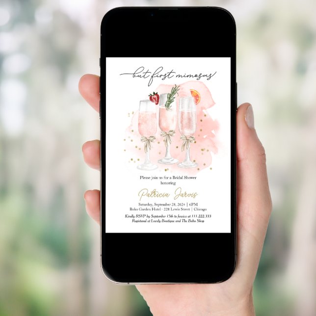 But First Mimosas Bridal Shower Invitation (Front Digital)