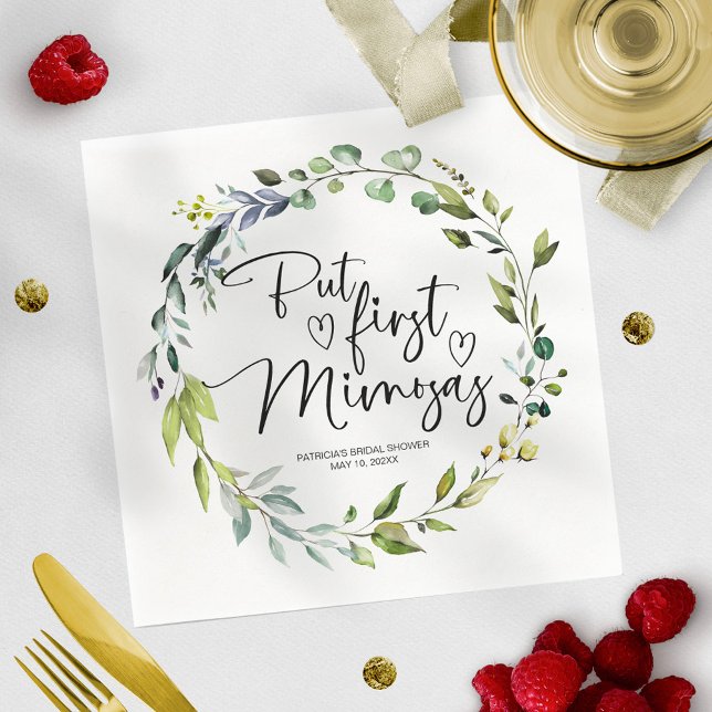 But First Mimosas Bridal Shower Napkins (Creator Uploaded)