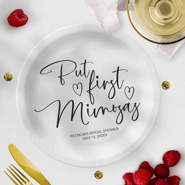 But First Mimosas Bridal Shower Paper Plates (Creator Uploaded)