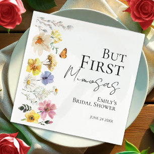 But First Mimosas   Wildflower Boho Bridal Shower Napkins