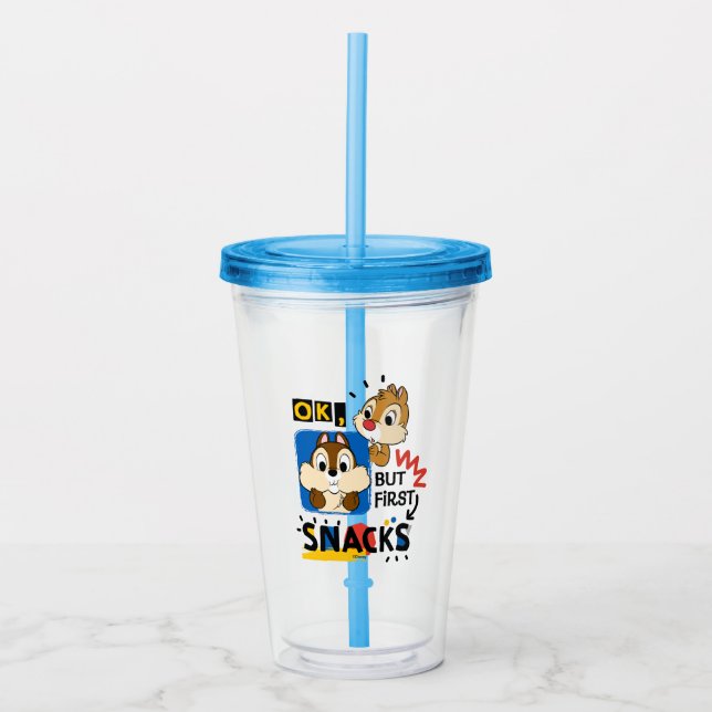 But First Snacks Chipmunks Acrylic Tumbler (Front)