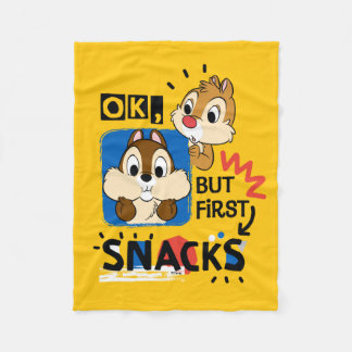 But First Snacks Chipmunks Fleece Blanket