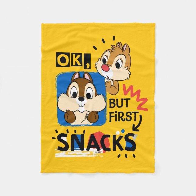 But First Snacks Chipmunks Fleece Blanket (Front)