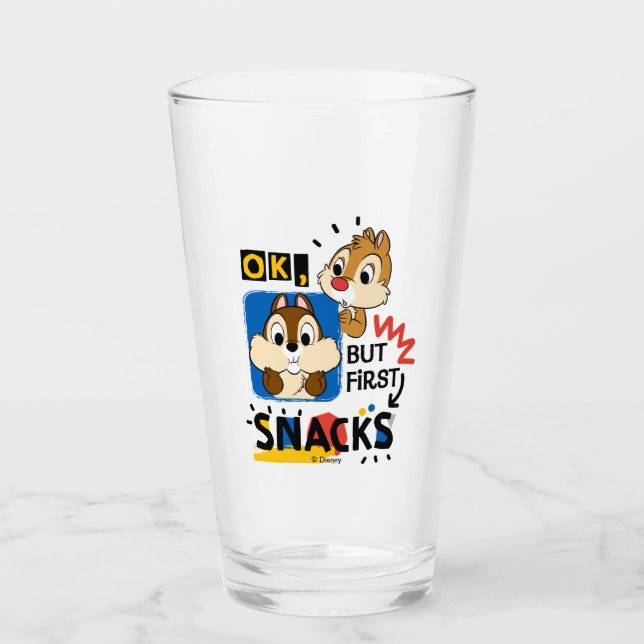 But First Snacks Chipmunks Glass (Front)