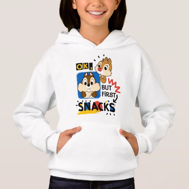 But First Snacks Chipmunks Hoodie (Front)