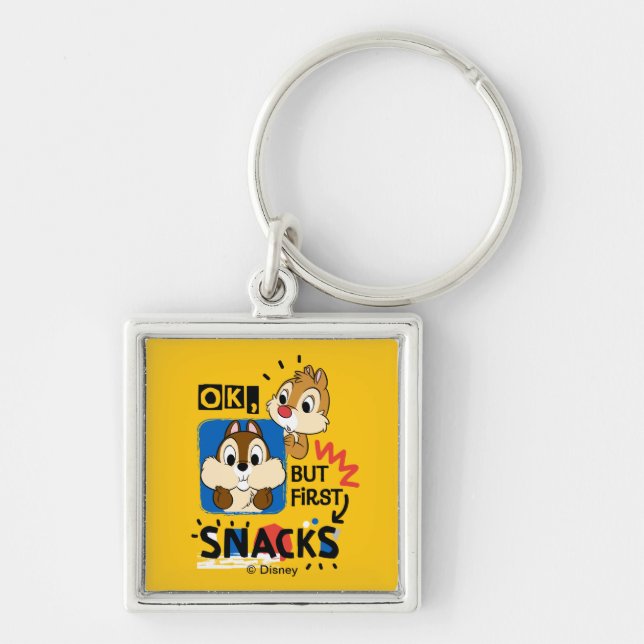 But First Snacks Chipmunks Keychain (Front)