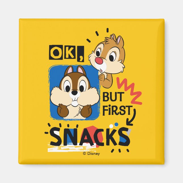 But First Snacks Chipmunks Magnet (Front)