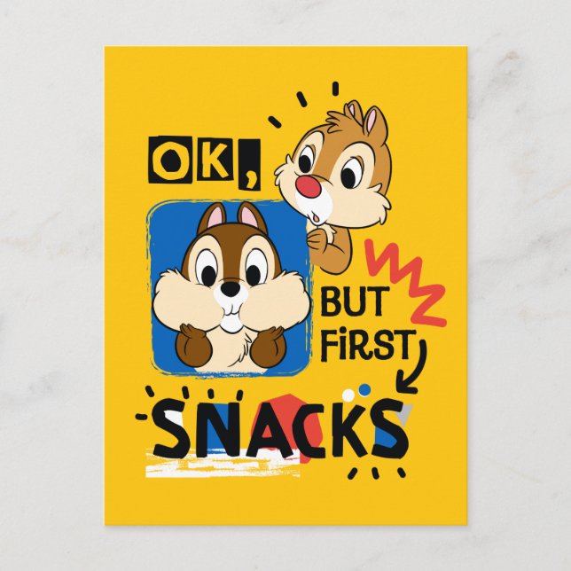 But First Snacks Chipmunks Postcard (Front)