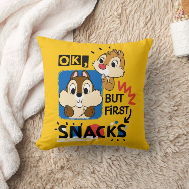 But First Snacks Chipmunks Throw Pillow (Blanket)