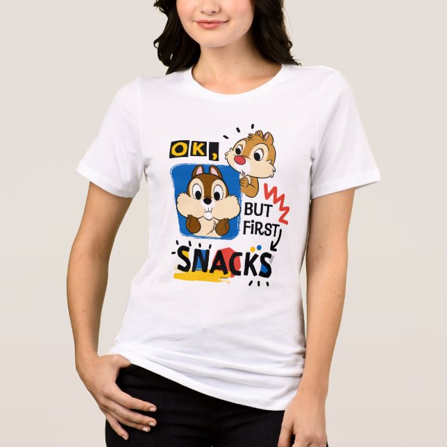But First Snacks Chipmunks Tri-Blend Shirt (Front)
