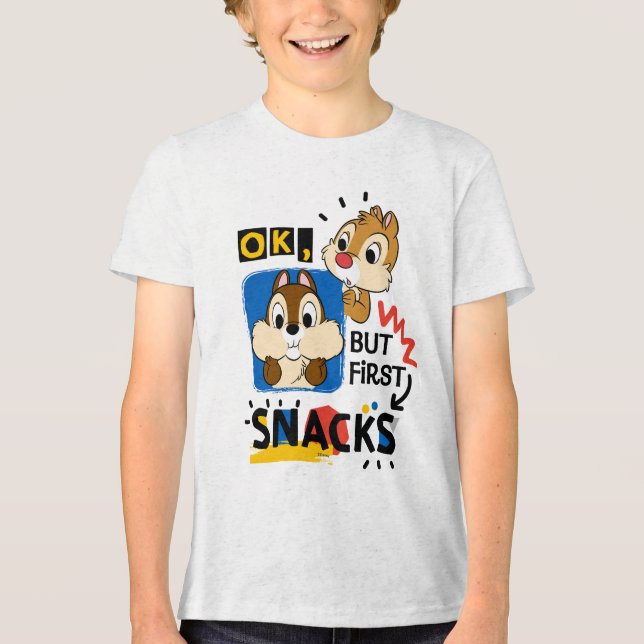 But First Snacks Chipmunks Tri-Blend Shirt (Front)
