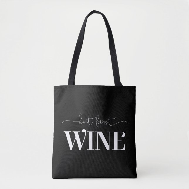 But First Wine White Custom Background Color Tote Bag (Front)