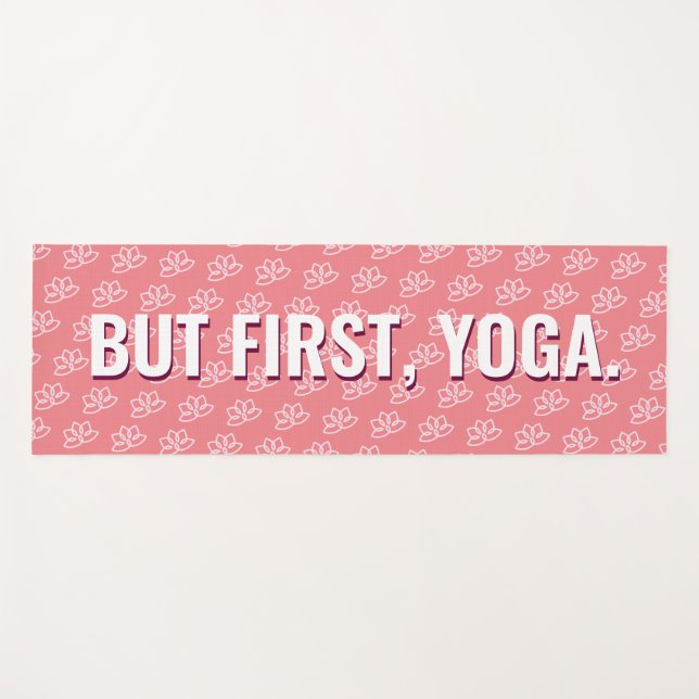 But First, Yoga and Wine Fun Modern Pattern Yoga Yoga Mat (Front (Horizontal))