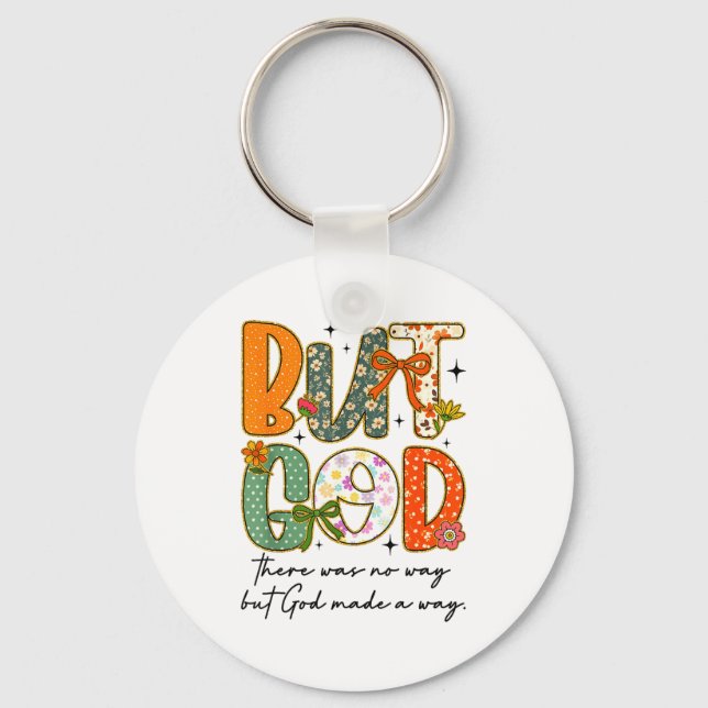 But God Christian Autumn Thankful Coquette Bow Tha Keychain (Front)