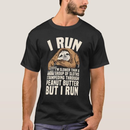 But I Run Funny Sloth Running Team Lazy Animal Men T_Shirt