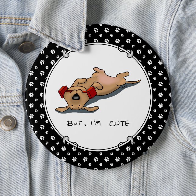 But, I'm Cute - Dog Obedience Training Funny Button (In Situ)
