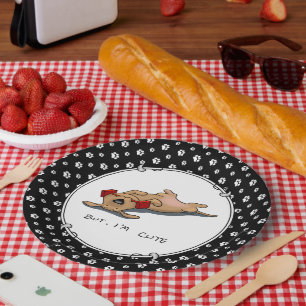 But, I'm Cute - Dog Obedience Training Funny Paper Plates