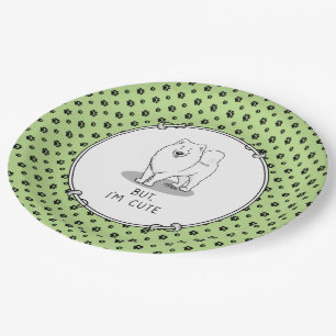 But I'm Cute Samoyed Dog Funny Sammie Paper Plates