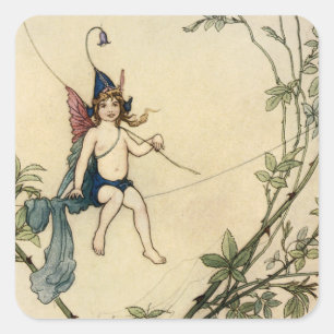 But Puck was Seated on a Spider's Thread Square Sticker