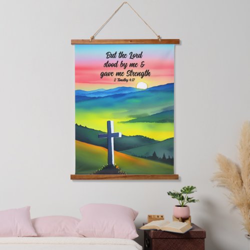 But The Lord Stood By Me Wood Topped Wall Tapestry