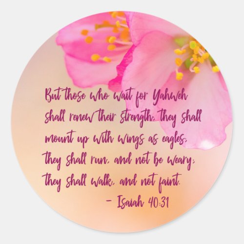 But Those Who Wait Christian Floral Inspirational Classic Round Sticker