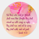 But Those Who Wait Christian Floral Inspirational Classic Round Sticker