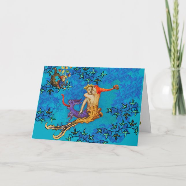 BUT WHAT ARE YOU LOOKING AT ? Mermaid and Triton  Holiday Card (Front)