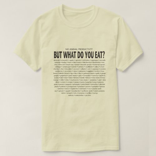 But What Do You Eat funny vegan or plant based T_Shirt
