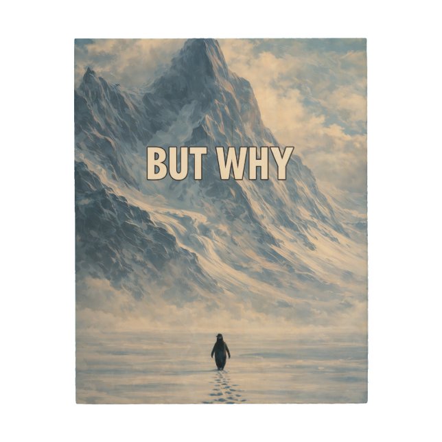 BUT WHY Minimalist Penguin Mountain Art Print (Front)