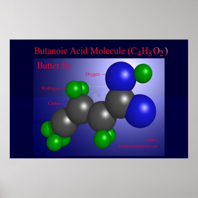 Butanoic Acid Molecule (print) Poster (Front)