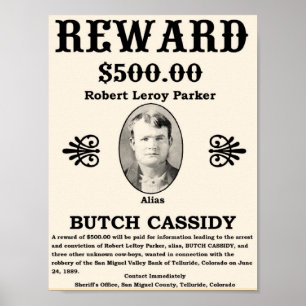 Butch Cassidy Reward Poster