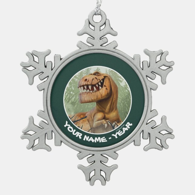 Butch In Forest Snowflake Pewter Christmas Ornament (Front)