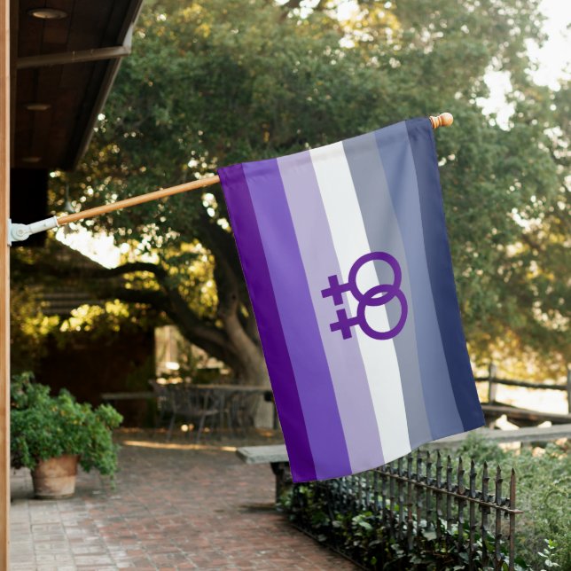 Butch Lesbian Love Pride House Flag (In SItu)