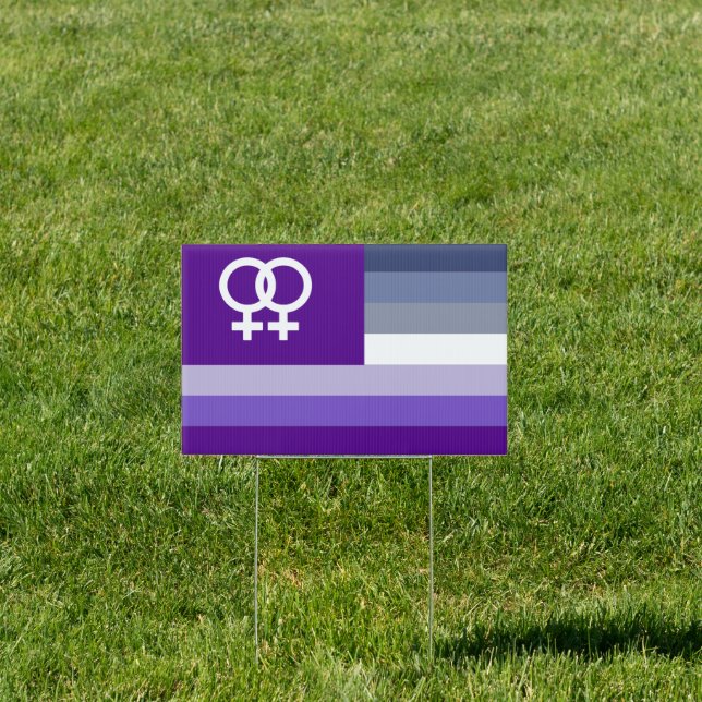 Butch Lesbian Love Pride House Flag Sign (Insitu)