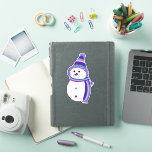 Butch Lesbian Pride Snowman Snowperson Flag Sticker<br><div class="desc">Celebrate the cozy winter season with this adorable snowperson dressed in the Butch Lesbian Pride flag colors of blue, white, and purple stripes. Regardless of how you celebrate — Christmas, Hanukkah, Kwaanza, winter solstice, or just the beauty of the snow — may this sweet smile remind you to embrace the...</div>