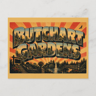Butchart Gardens BC Sunken Garden Forest Art Postcard