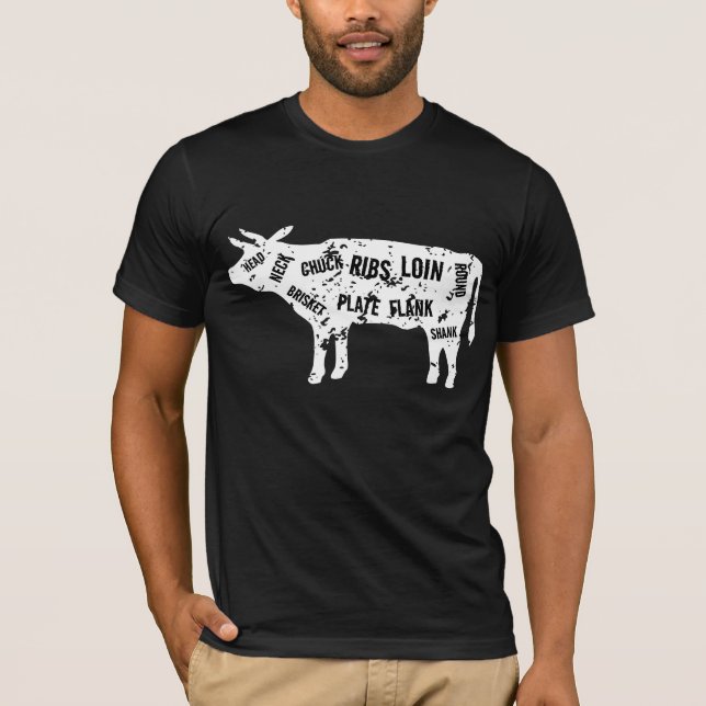 Butcher beef cuts cow t shirt for meat lovers (Front)