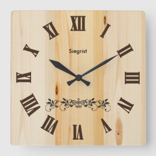 Butcher Block Wood Style Clock   Zazzle
