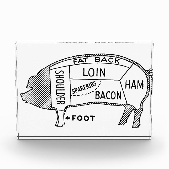 Butcher Chart Pig Acrylic Award (Front)