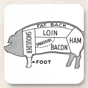 Butcher Chart Pig Beverage Coaster