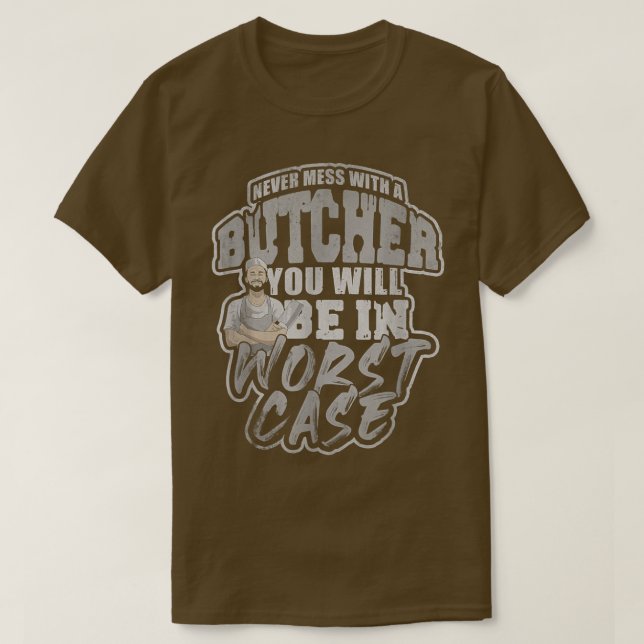 Butcher Chuck Brisket Knife Pig Cuts Meat Cook 202 T-Shirt (Design Front)