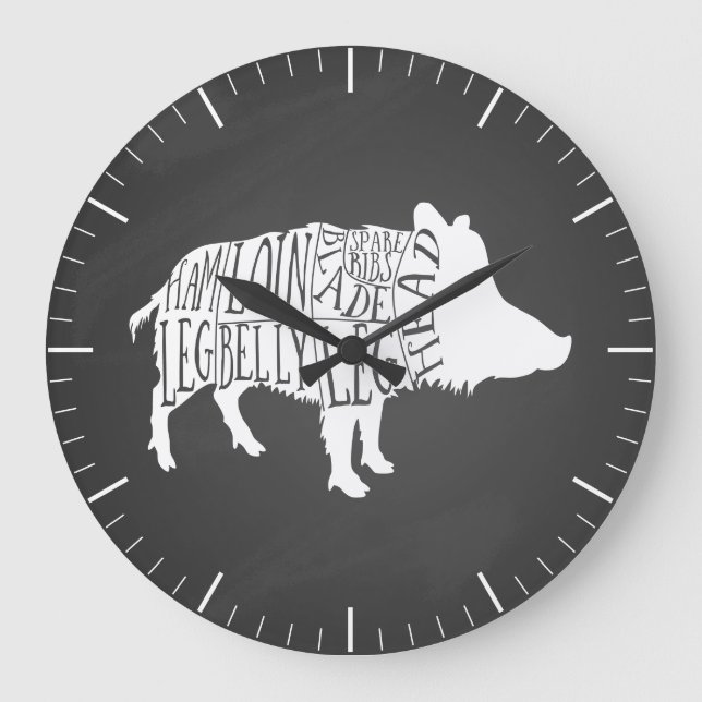 Butcher diagram meat cuts clock boar wild pig (Front)