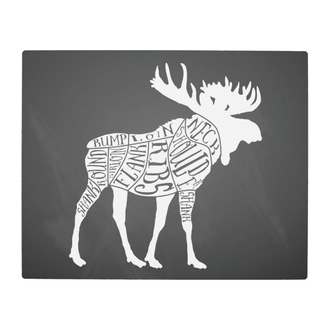 Butcher diagram meat cuts clock hunting moose metal print (Front)